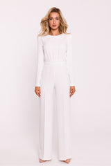 Impressive jumpsuit with statement shoulders - Ecru