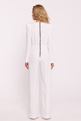 Impressive jumpsuit with statement shoulders - Ecru