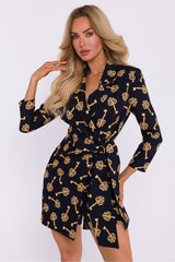 Short Black Jumpsuit With Gold Keys