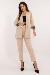 Women's Jacket With Zebra Print Sleeves - Beige