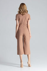 Full Length Brown Short Sleeve Jumpsuit