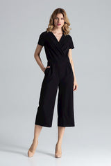 Full Body Black Short Sleeve Jumpsuit