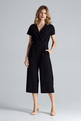 Full Body Black Short Sleeve Jumpsuit