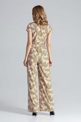 Full Body Beige Jumpsuit With Patterns