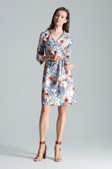 Ecru Loose Shirt Dress With Flowers