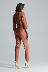 Women's Full Body Suit With Pleats In Brown