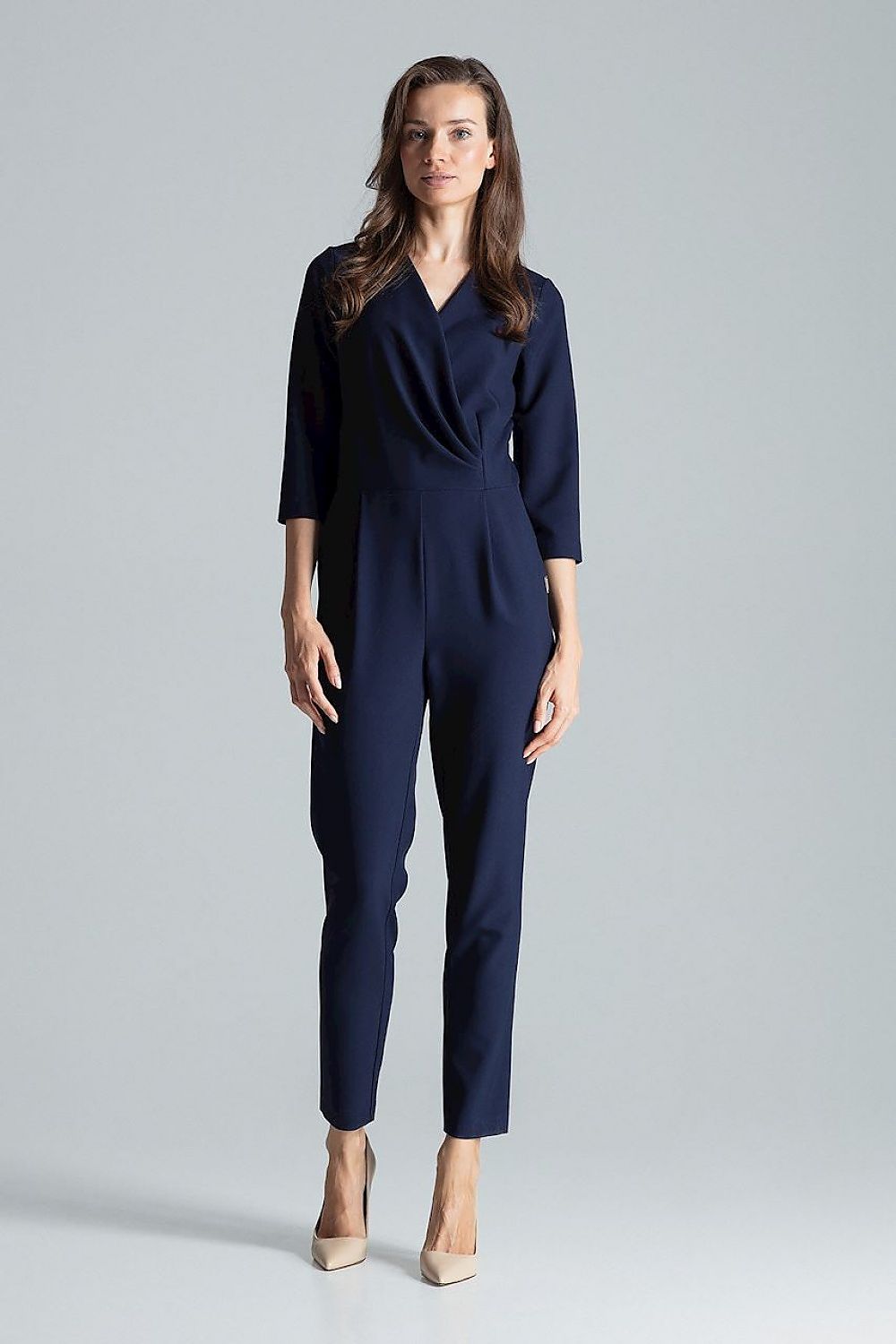 Women's Pleated Jumpsuit In Navy Blue