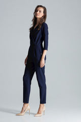 Women's Pleated Jumpsuit In Navy Blue