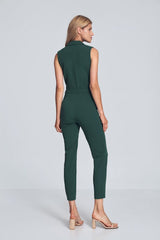 Green Sleeveless Heart Shaped Jumpsuit With Belt