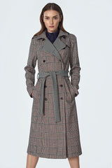 Classic Fit Belted Coat - Plaid