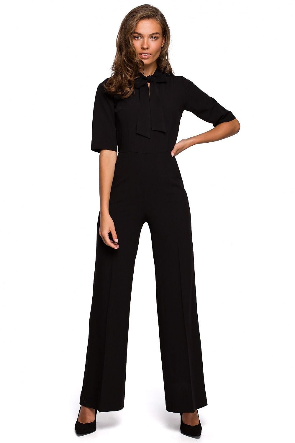 V Neck Jumpsuit - Black