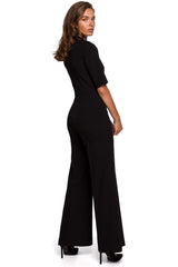 V Neck Jumpsuit - Black