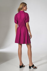 Kimono Mini Dress With Collar In Violet