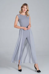 One Piece Jumpsuit With Long Chiffon Skirt In Grey