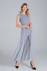 One Piece Jumpsuit With Long Chiffon Skirt In Grey