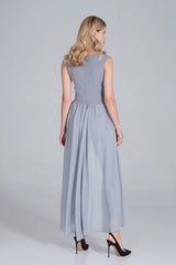 One Piece Jumpsuit With Long Chiffon Skirt In Grey