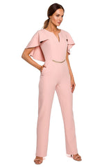 Full Body Suit With Cape - Pink