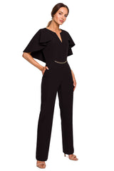 Jumpsuit With Cape - Black