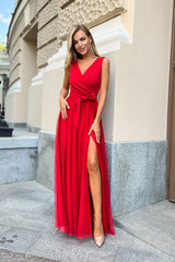 Long Dress Made Of Airy Fabric In Red