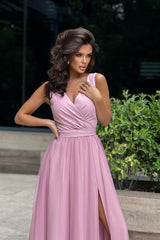 Long Dress Made Of Airy Fabric In Pink