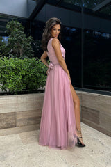 Long Dress Made Of Airy Fabric In Pink