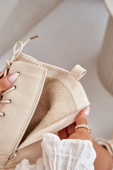 Women's Work Boots With Studs - Beige