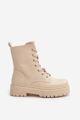 Women's Work Boots With Studs - Beige