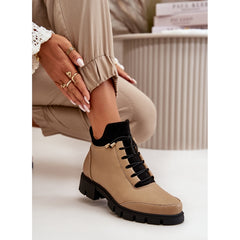 Low Women's Boots With Eco Leather Insulation - Beige