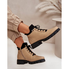 Low Women's Boots With Eco Leather Insulation - Beige