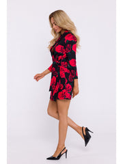 Short One-piece Black With Red Roses