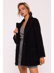 Women's Cropped Teddy Coat - Black