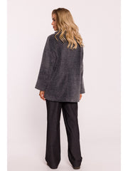 Women's Cropped Teddy Coat - Gray Melange