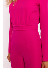 Impressive Full Body Suit With Statement Shoulders - Fuchsia