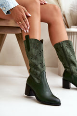 Women's Eco Suede Mid Calf Boots - Green