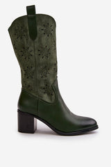 Women's Eco Suede Mid Calf Boots - Green