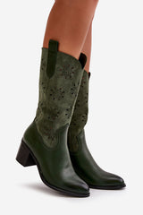 Women's Eco Suede Mid Calf Boots - Green