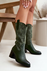 Women's Eco Suede Mid Calf Boots - Green