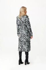 Palermo - μακρύ παλτό με animal print ζώνη - zebra