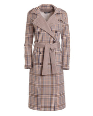 Classic Fit Belted Coat - Beige Check