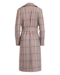 Classic Fit Belted Coat - Beige Check