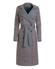 Classic Fit Belted Coat - Plaid