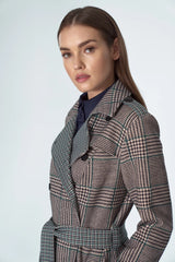 Classic Fit Belted Coat - Plaid