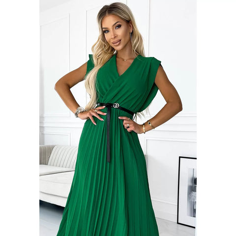 Κοκτέιλ Πλισέ Midi Φόρεμα Σε Πράσινο