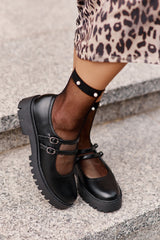 Women's Low Black Shoes With Straps