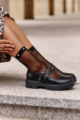 Women's Low Black Shoes With Straps