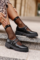 Women's Low Black Shoes With Straps