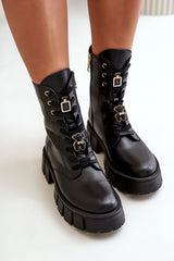 Women's Leather Work Boots With Badges