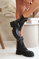 Women's Leather Work Boots With Badges