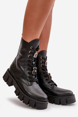 Women's Leather Work Boots With Badges