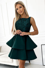 LAURA dress with lace top - Green